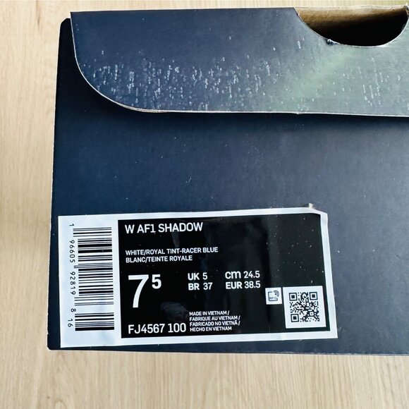 ❤️Rare Nike Air Force 1 Shadow Womens Shoes Sz 7.5 White Blue Sneaker FJ4567-100 - Picture 11 of 12